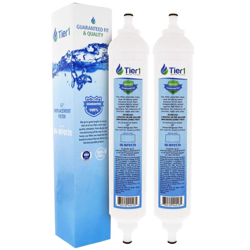Tier1 Inline Water Filter NSF Standard Certified Replacement for GE GXRTQR Filter System - Activated Carbon Media to Reduce Contaminants including Chlorine Taste and Odor - 2 Pack - Image 1